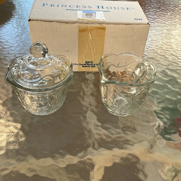 Princess House Vintage Crystal Sugar & Creamer. New. - Picture 1 of 4